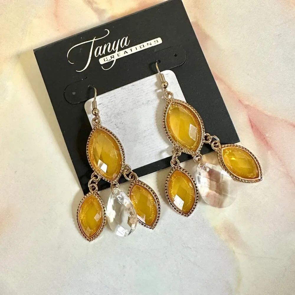 Tanya Creations yellow drop Earrings